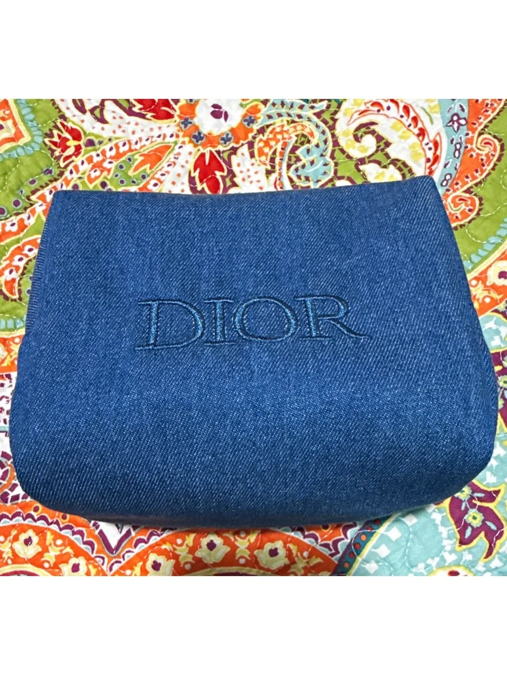 Dior Denim Toiletry Bag - Navy Blue